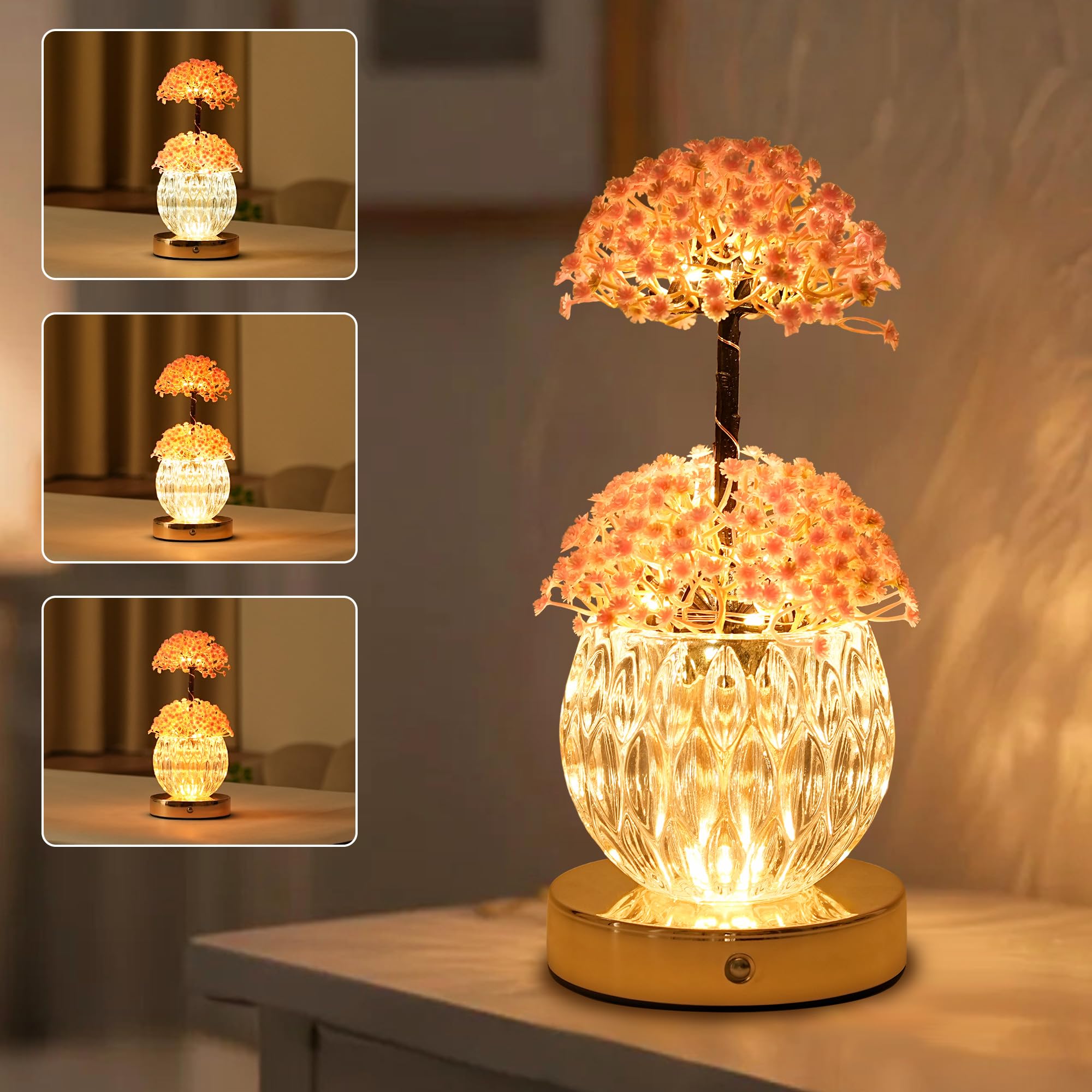 Artificial Pink Baby's Breath Flower Lamp Night Light for Bedroom Bar Coffee Shop Wedding Decor, Gifts for Women Mom Daughter Grandma Girlfriend Friend Birthday Christmas Valentines Mothers Day