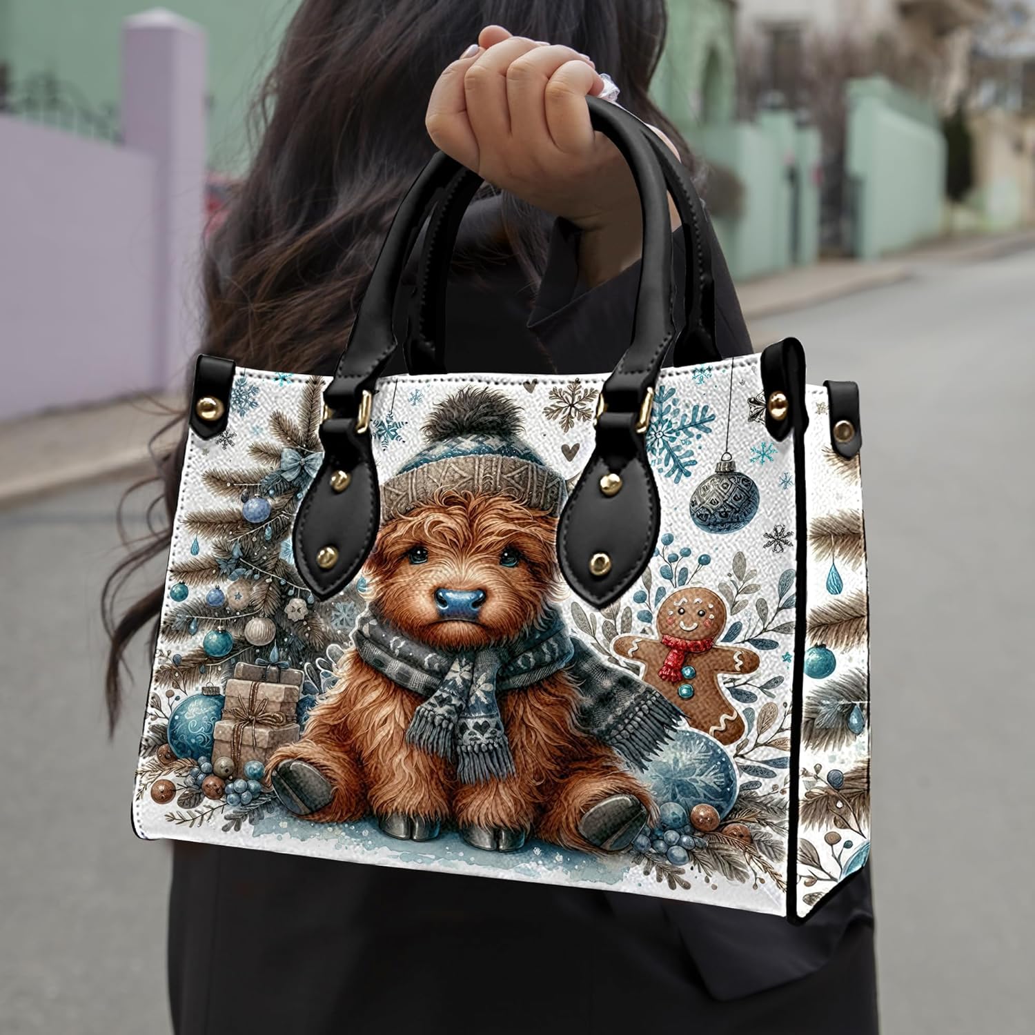 Highland Cow Leather Handbag Custom Cow Purse for Women Country Farm PU Leather Tote Gift for Farmers Girls Mom Gift - Image 7