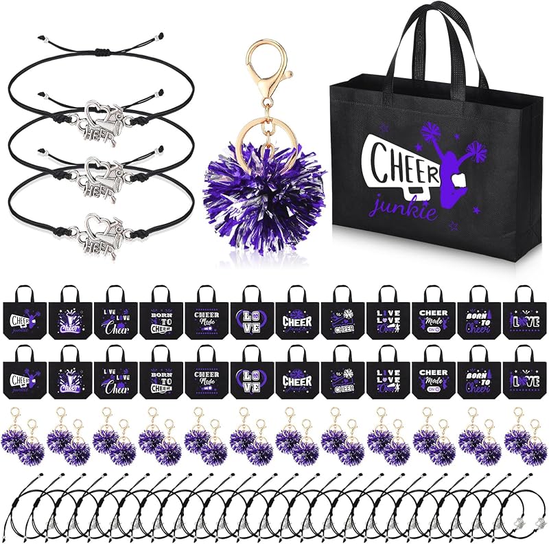 Conjunto Landical para torcida esportiva com bolsas, chaveiros de pompom e pulseiras, 72 peças