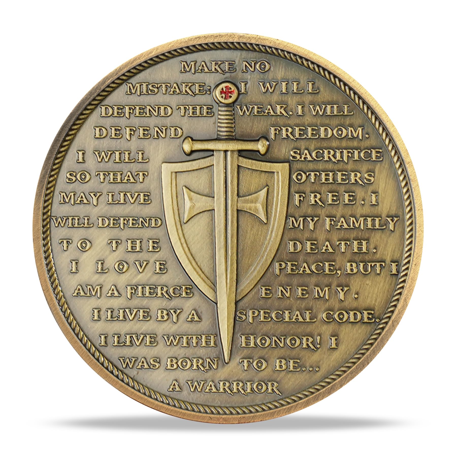 Moneda de desafío de cruz de caballero del bosque marchito | Valor caballeresco y medallón de escudo sagrado | Ficha histórica del caballero del bosque marchito | Regalos conmemorativos para