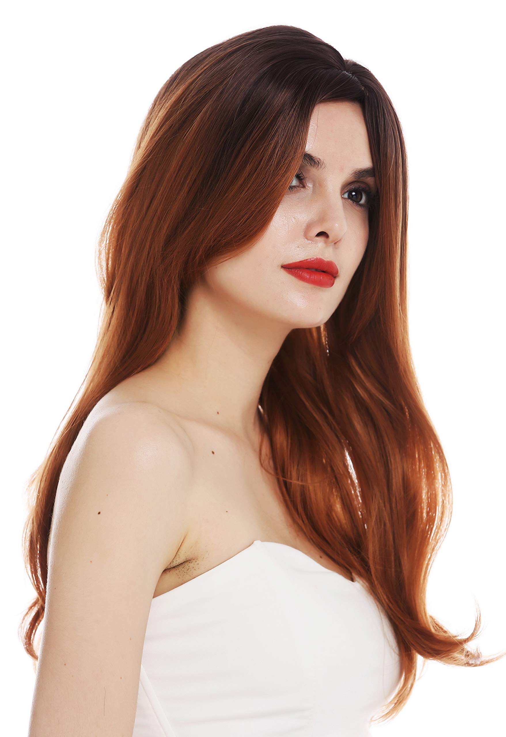 WIG ME UP - TYS-1055-4BTTM30 wig women's wig long parting ombre red-blonde dark brown vamp, Reddish-brown-mix, 23 inch
