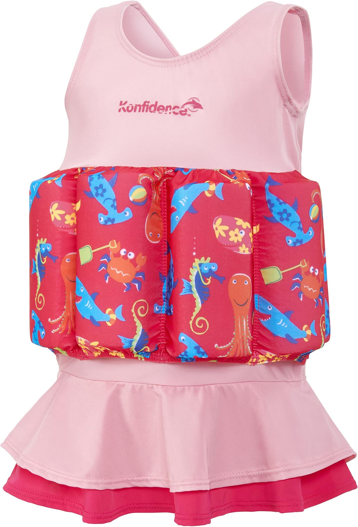 Konfidence Float suit - Traditional Kids Swimsuit for 1-5 Years with Adjustable Buoyancy/Removable Foam Floats - Super Soft,Flexible Lycra