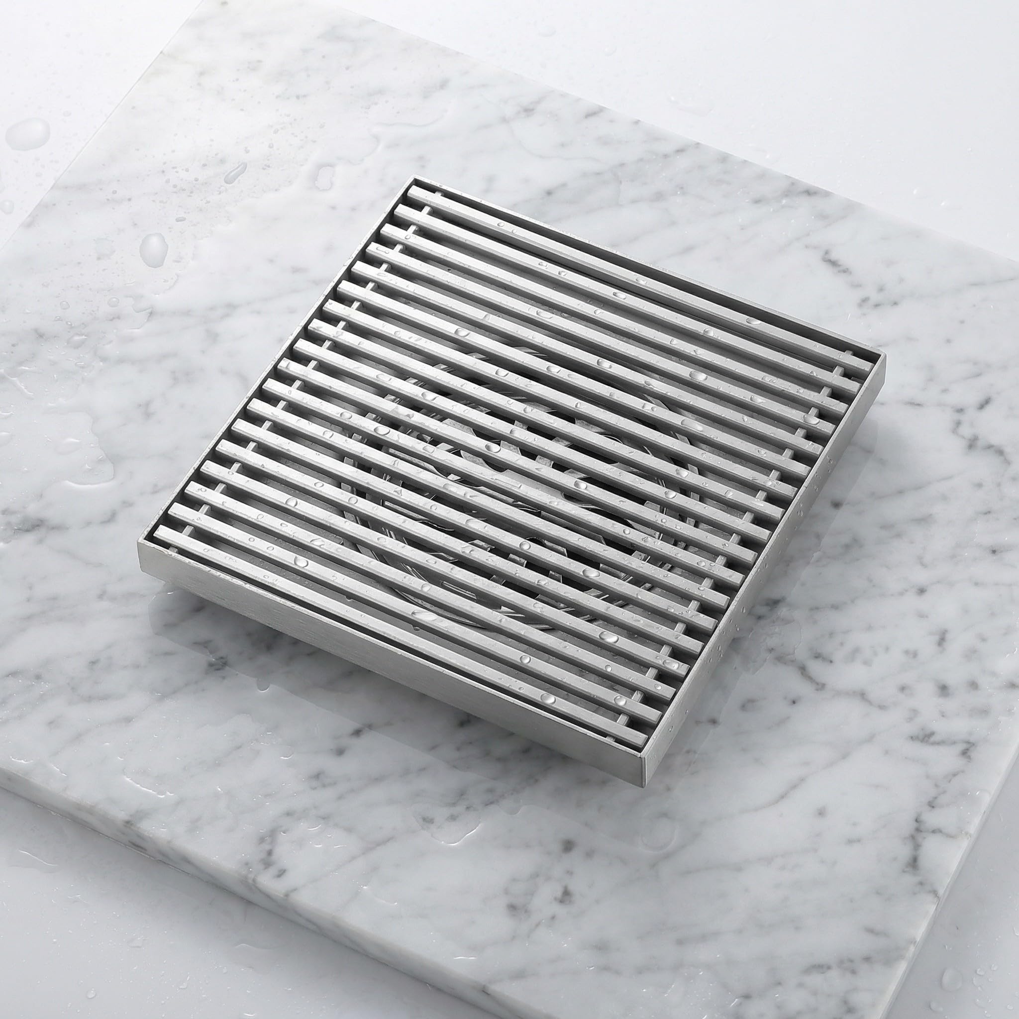 Rejilla Cuadrada de Acero Inoxidable 15 X 15 CM Cierre Antiolor y Barra Sólida para Desagüe Exterior en Jardín, Terraza y Patio, Compatible Tubos 100/110 MM