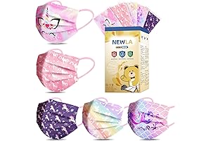 Unicorn Disposable Face Masks for Kids - 50 Pack of Colorful Cartoon Masks