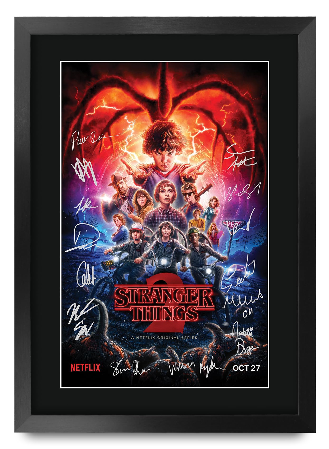 HWC Trading Strange Hawkins Thing Season 2 Gifts Printed Signed Autograph Picture for TV Memorabilia Fans - A3 Framed