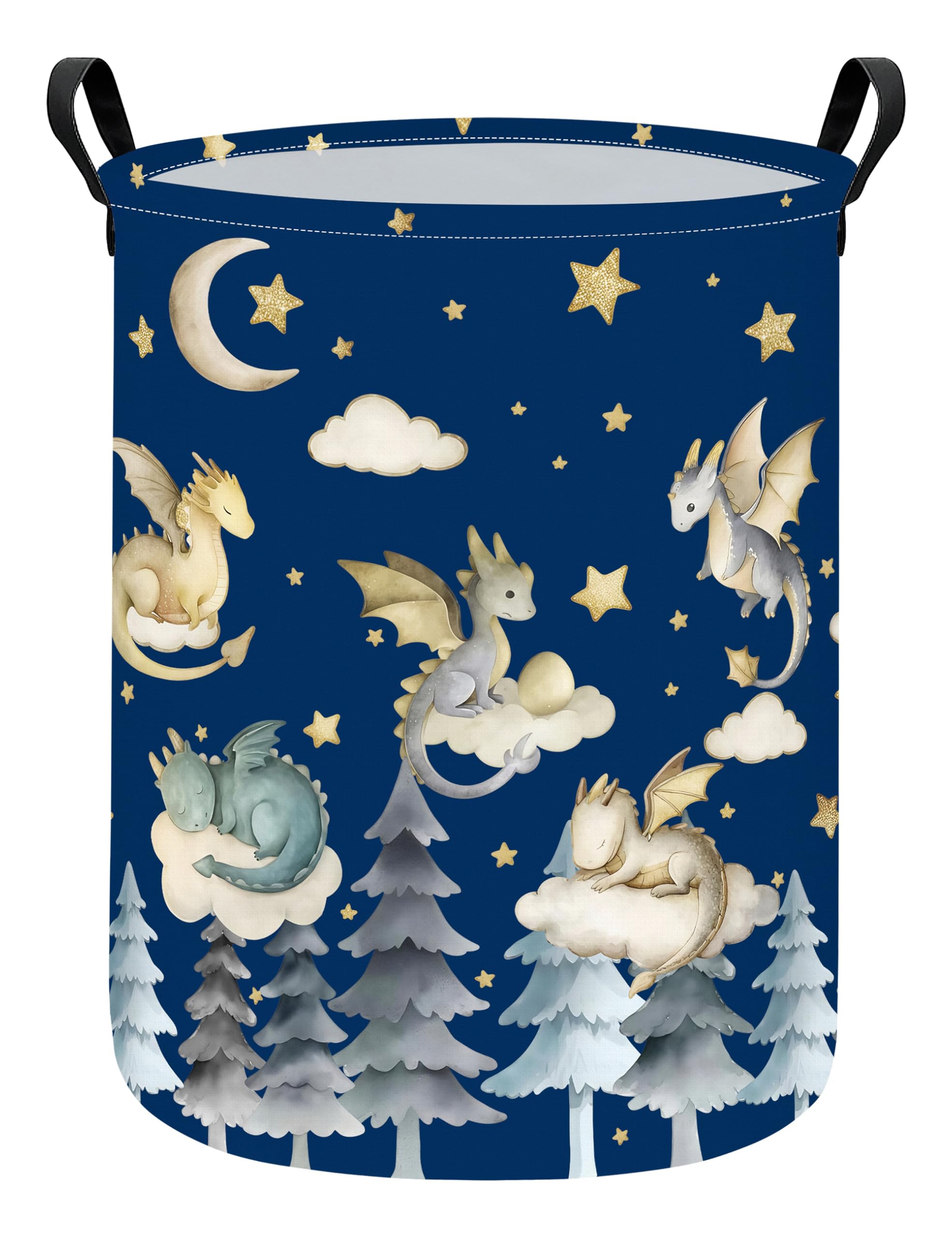 HUNRUNG Round Large Moon Dragon Laundry Hamper, Waterproof Portable