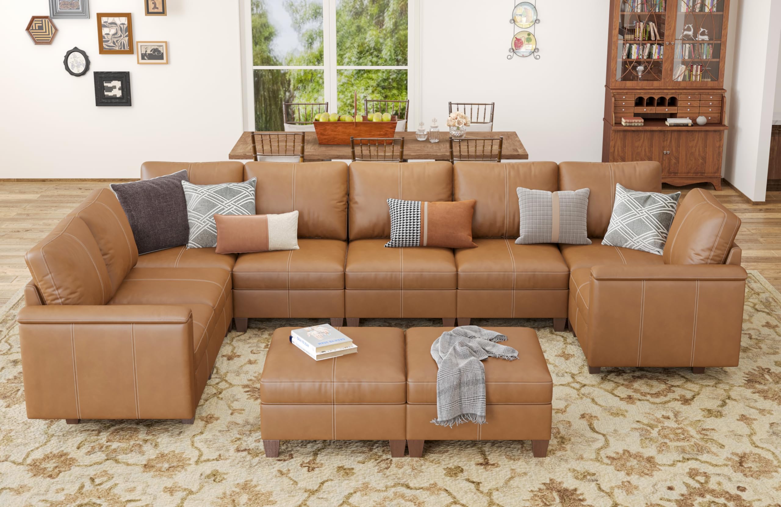 SITJOY 145 Faux Leather U-Shaped Sofa