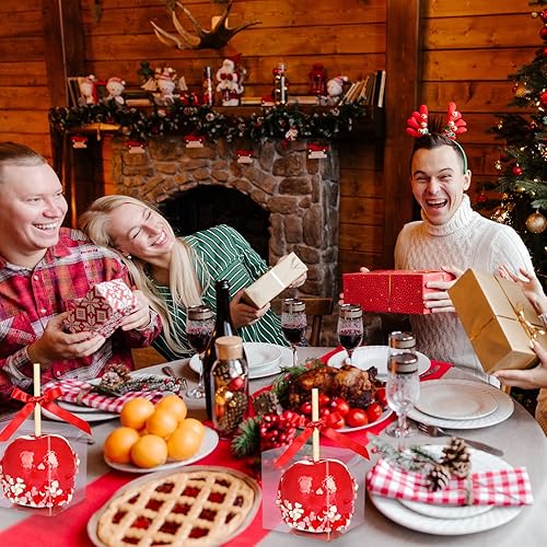 Miniatura 7 de Caja transparente de manzana de 4 x 4 x 4 pulgadas con agujero, 30 cajas transparentes de manzanas de caramelo, cajas transparentes para hacer dulces
