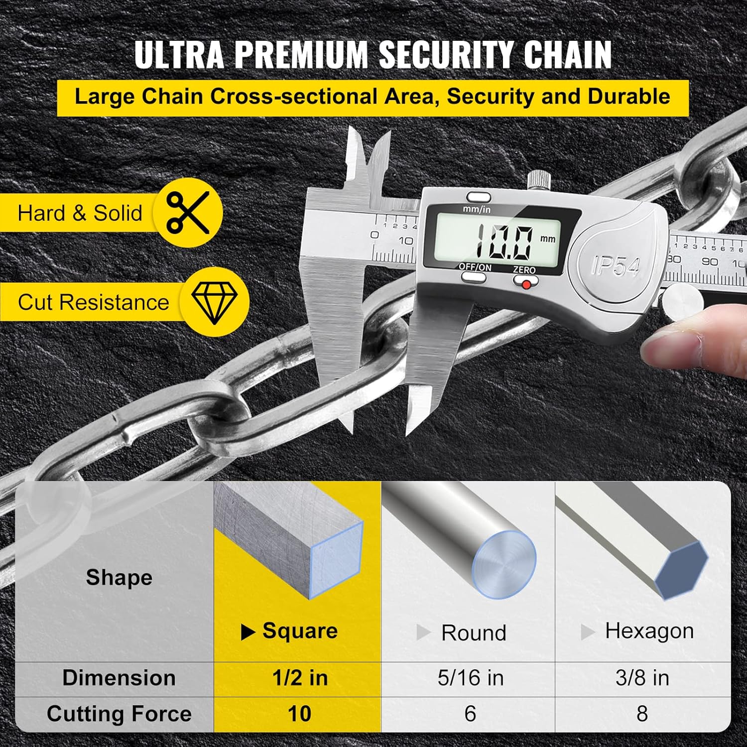 VEVOR Heavy Duty Chain Lock, 1/2 Inch x 4.42 Foot Security Chain and Lock Kit, Premium Case-Hardened Chain Pure Brass Lock Core with 3 Keys, Fit for Bikes, Motorcycle, Generator, Gates, Scooter : Automotive