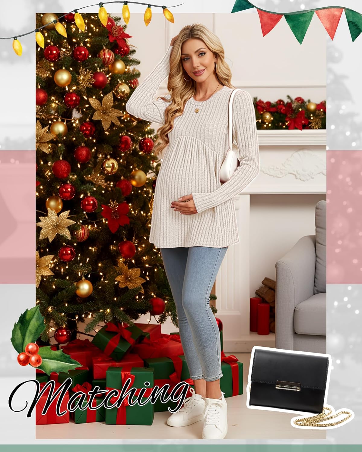 3 Pack Women's Maternity Shirts Ribbed Long Sleeve Pregnancy Tops Crew Neck Maternity Sweaters Pregnant Clothes - Image 3