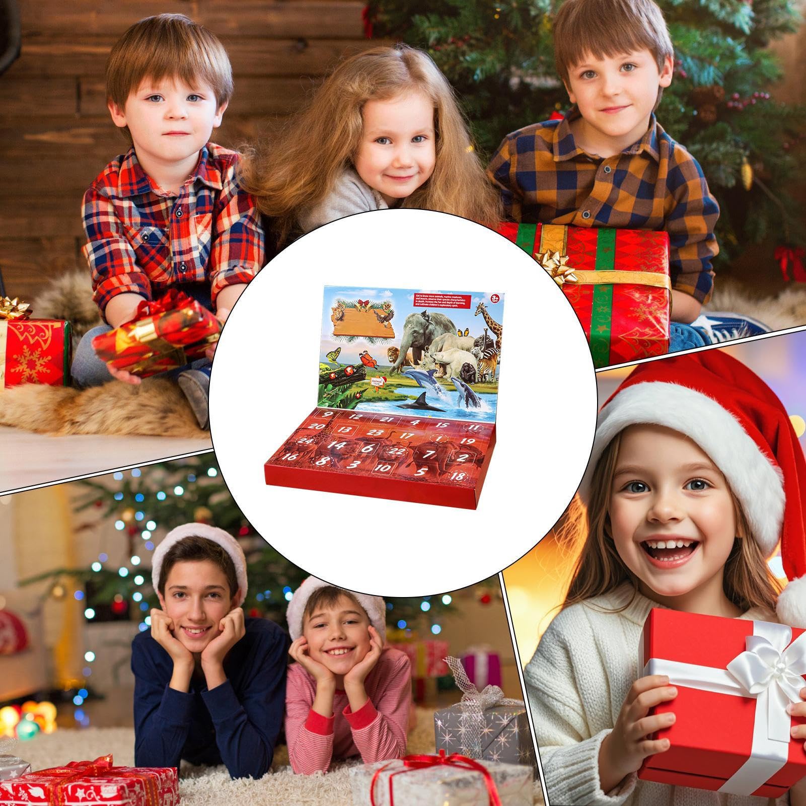 Calendario De Adviento Con Figuras De Animales Decoración 3D De Exploración | Calendario De Cuenta Atrás Con Figuras De Animales Para Escritorio Estantería Niños Jóvenes