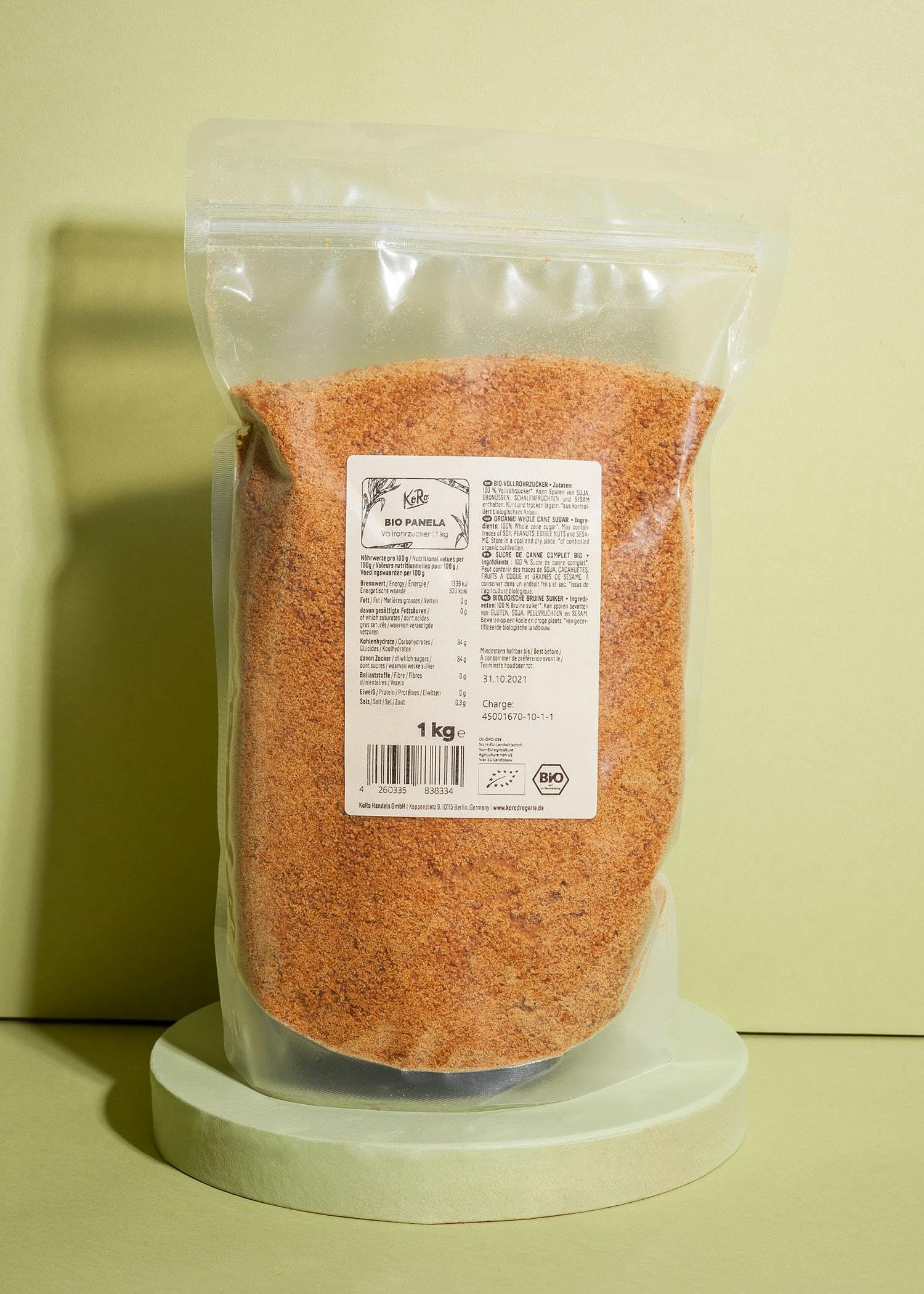 KoRo - Bio Vollrohrzucker 1 kg - Karamelliger Geschmack - Unraffiniert - Bio-Qualität