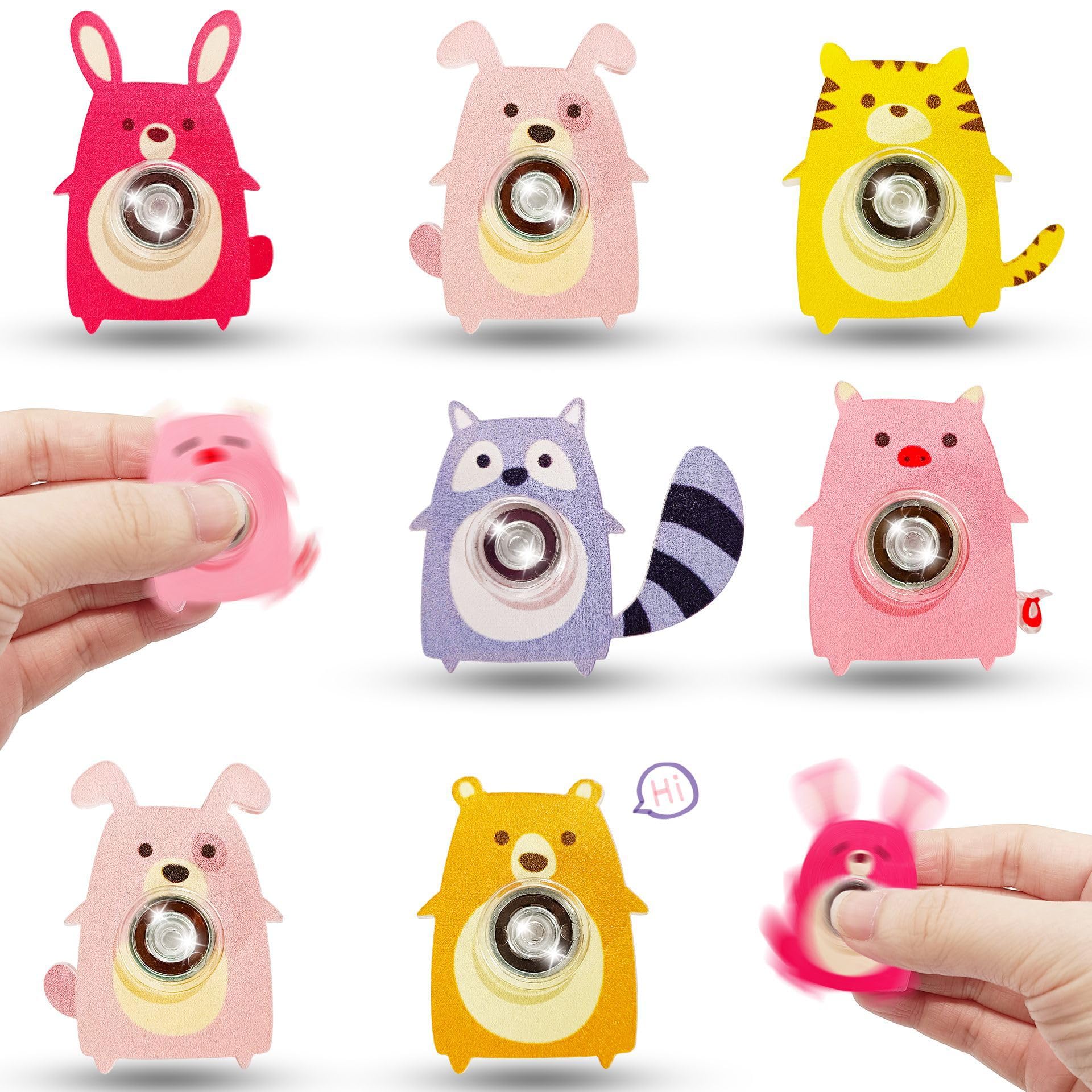 24 Pack Animal Party Bag Fillers Mini Fidget Spinner Toys Stress Relief Sensory Toys for Kids Teens,Treasure Box Toy for Classroom Prizes Supplies（Random Style） (zoon)