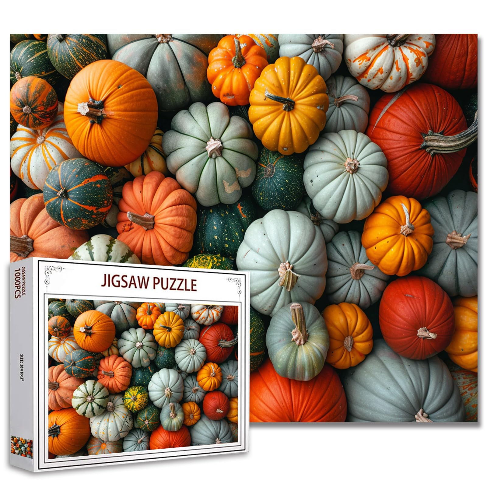 TucocooAssortment of Pumpkins Jigsaw Puzzle 1000 Pieces Puzzles for Adults, Squashes and Gourds Art Puzzles for Challenging Family Activity Games Colourful DIY Puzzle for Home Decor Gifts