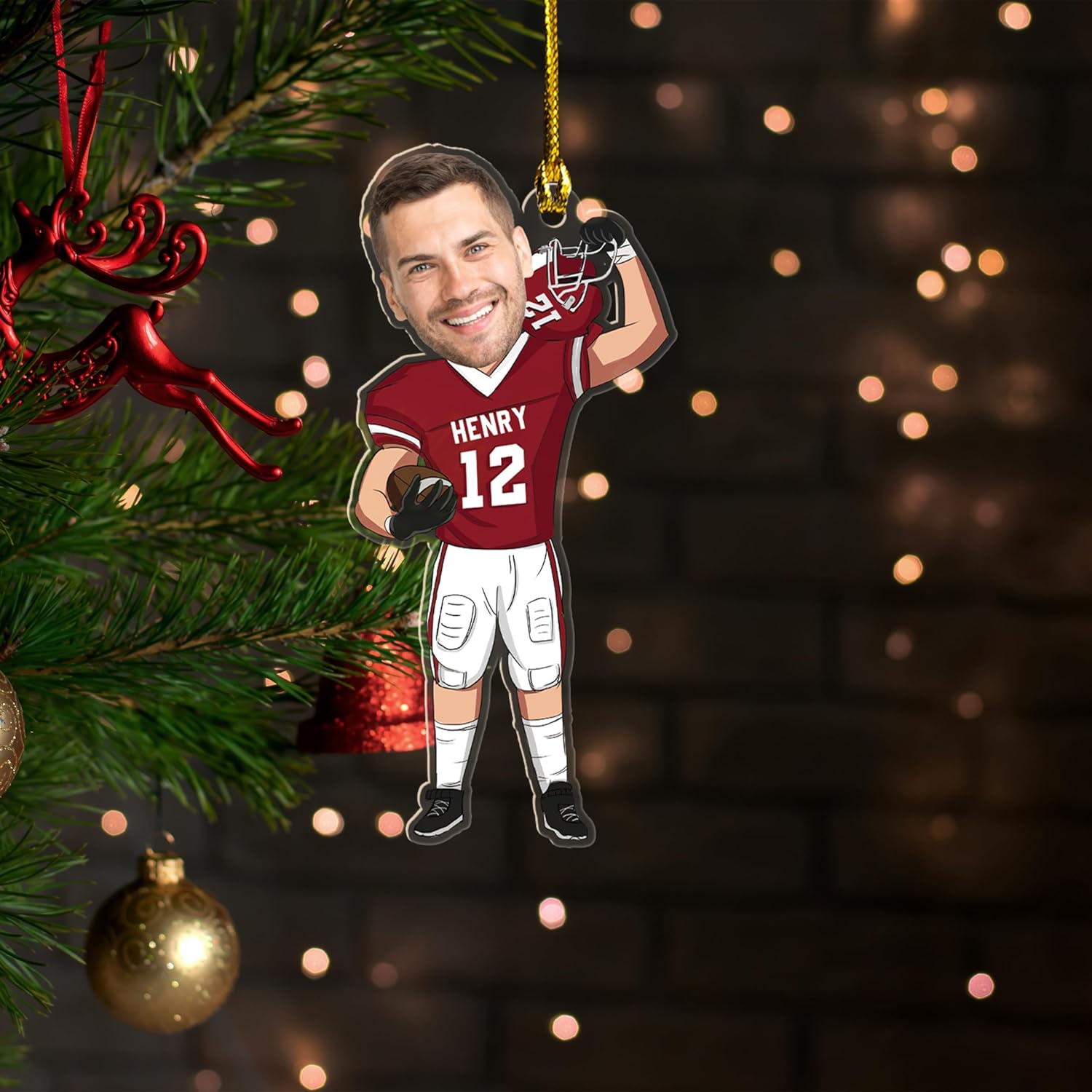 Personalized Football Player Ornament, Football Ornaments