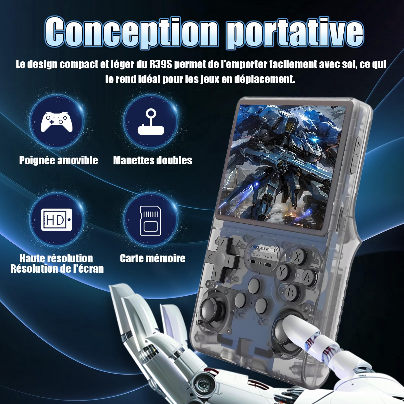 Console de Jeu Portable R40S Pro avec 30000+ Jeux Classiques HD, écran IPS de 3,5 Pouces, 45+ émulateurs, Batterie 3800 mAh, Console vidéo rétro Portable 256 Go, Noir (Noir)