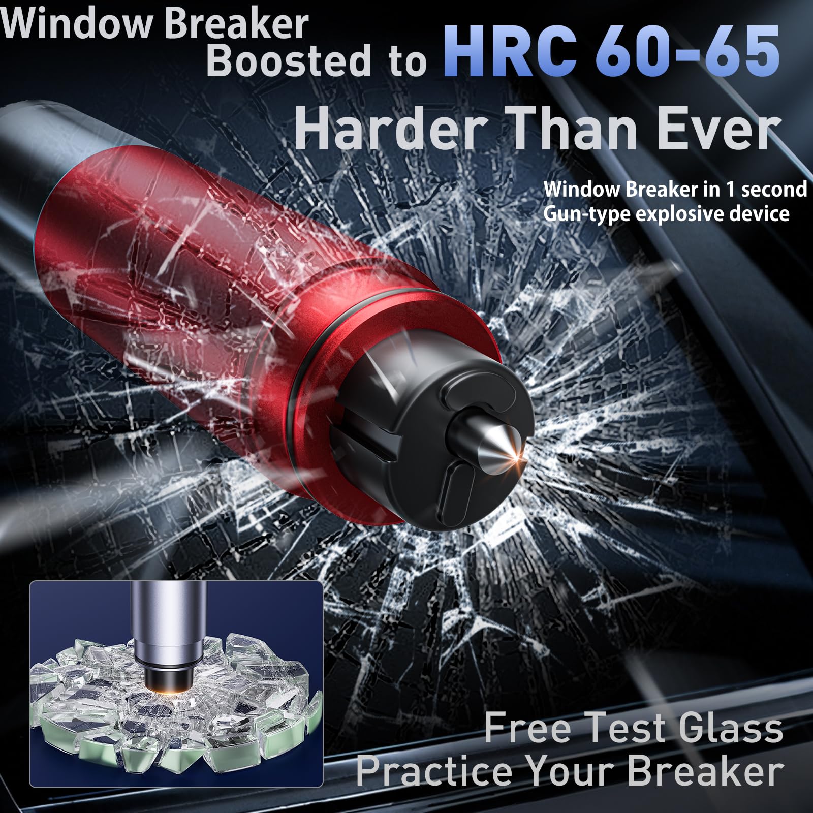 SKINNYON 3-Pack Car Safety Hammer Seatbelt Cutter, 2026 Upgraded Transparent Lid Window Breaker Seatbelt Cutter Underwater, 2 in 1 Emergency Keychains car Window Breaker Tool, New Car Accessories