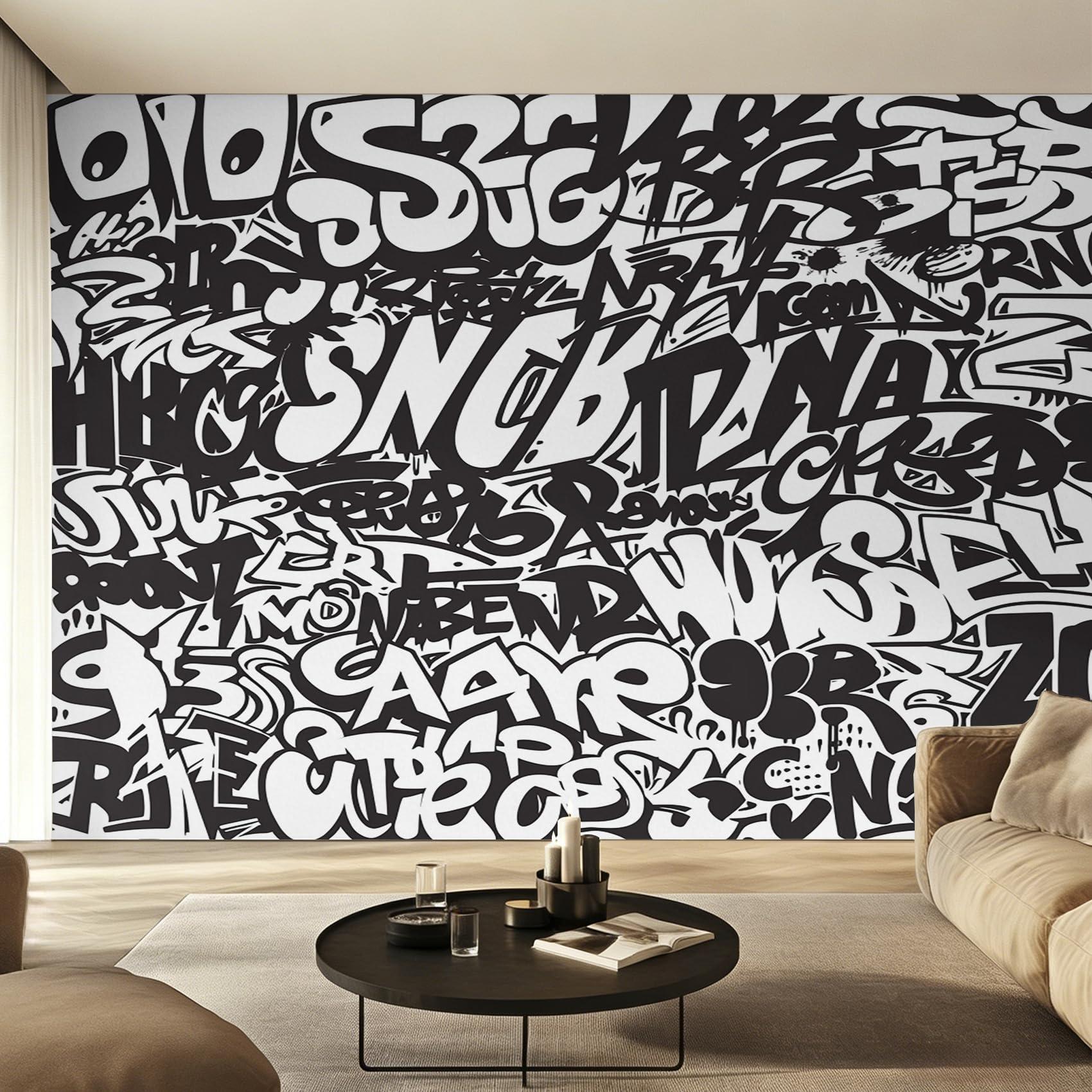 Papier peint panoramique graffiti 450x315 cm de style street art pour salon et chambre