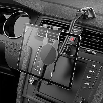 Tablet Holder for Car Dashboard Ipad Holder Gooseneck Windshield Strong Suction Cup Mount for 4.5-12.9" Tablets Phones, iPad Pro, Galaxy Tab, iPhone 15 14 Galaxy S25 S24 Z Fold 5 4