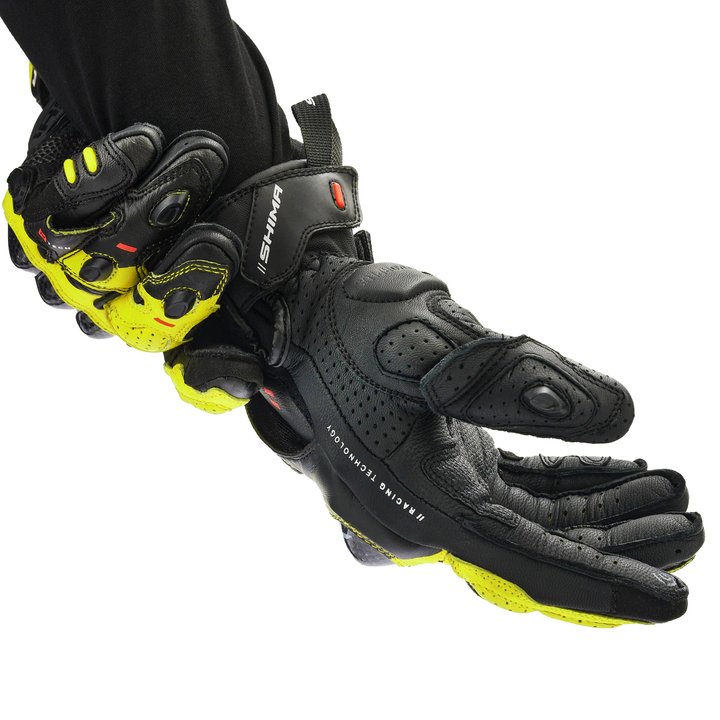 SHIMA XRS-3 Guanti Moto Sport Uomo Pelle Lungo Ventilato Perforato Omologati Guanto Motocicletta Touchscreen Ventilata Scooter Protettore Rinforzato Abbigliamento Racing (Uomini, Bianco, S)