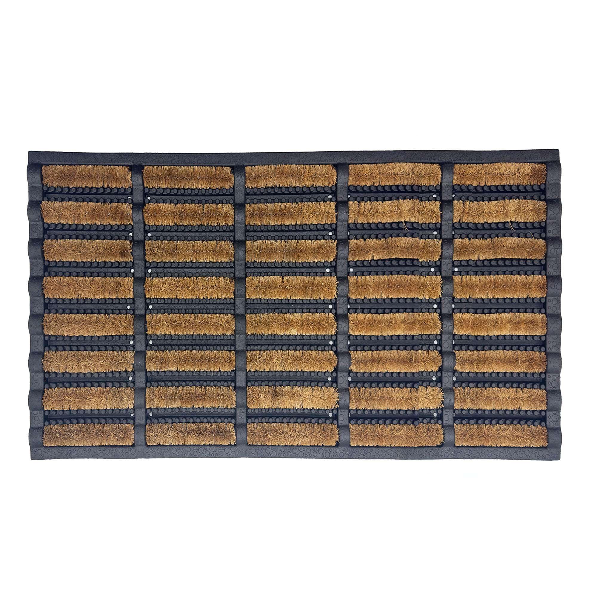 Nicoman Rubber and Coir Doormat, Scraper Door Mat with Natural Bristles, Outdoor Entrance Mat, Removes Grass, Mud & Dirt, Front Door Entrance Doormats (Brown, 75 x 45 cm)