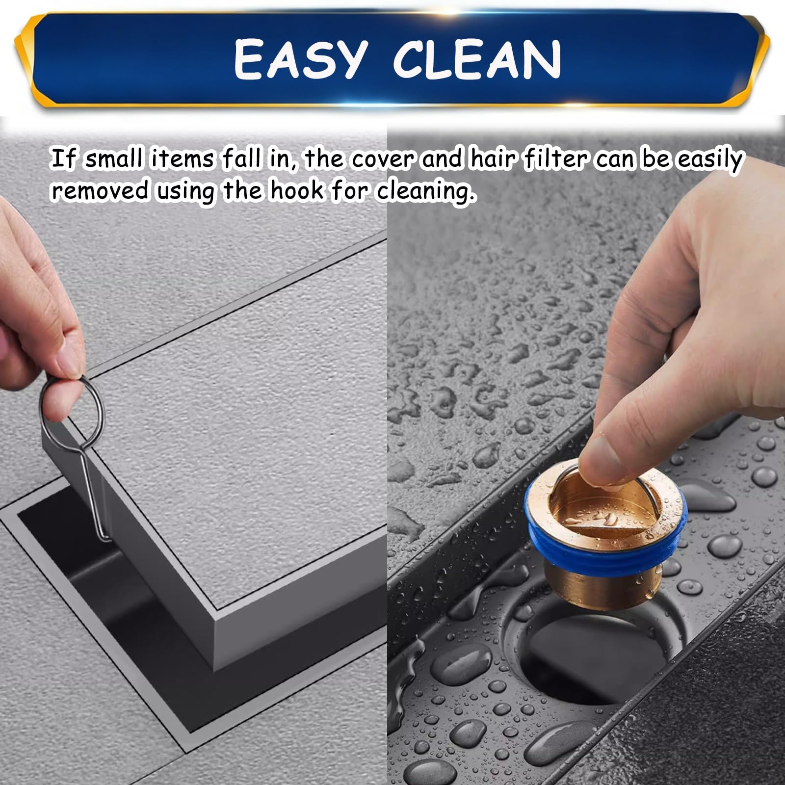 Desagüe de Suelo Invisible Desagüe Lineal Esbelto De Acero Inoxidable, Desagüe De Canaleta para Baño Cocina con Salida Lateral Y Bandeja para Revestimiento Cerámico(Gray,L 11 4/5 in(30cm))