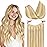 GOO GOO Wire Hair Extensions Human Hair, 18A/613A Dark Blonde mix Bleach Blonde Highlighted 16inch 95g, Invisible Wire Hair Extensions with Transparent, Seamless Fish Line Hairpiece