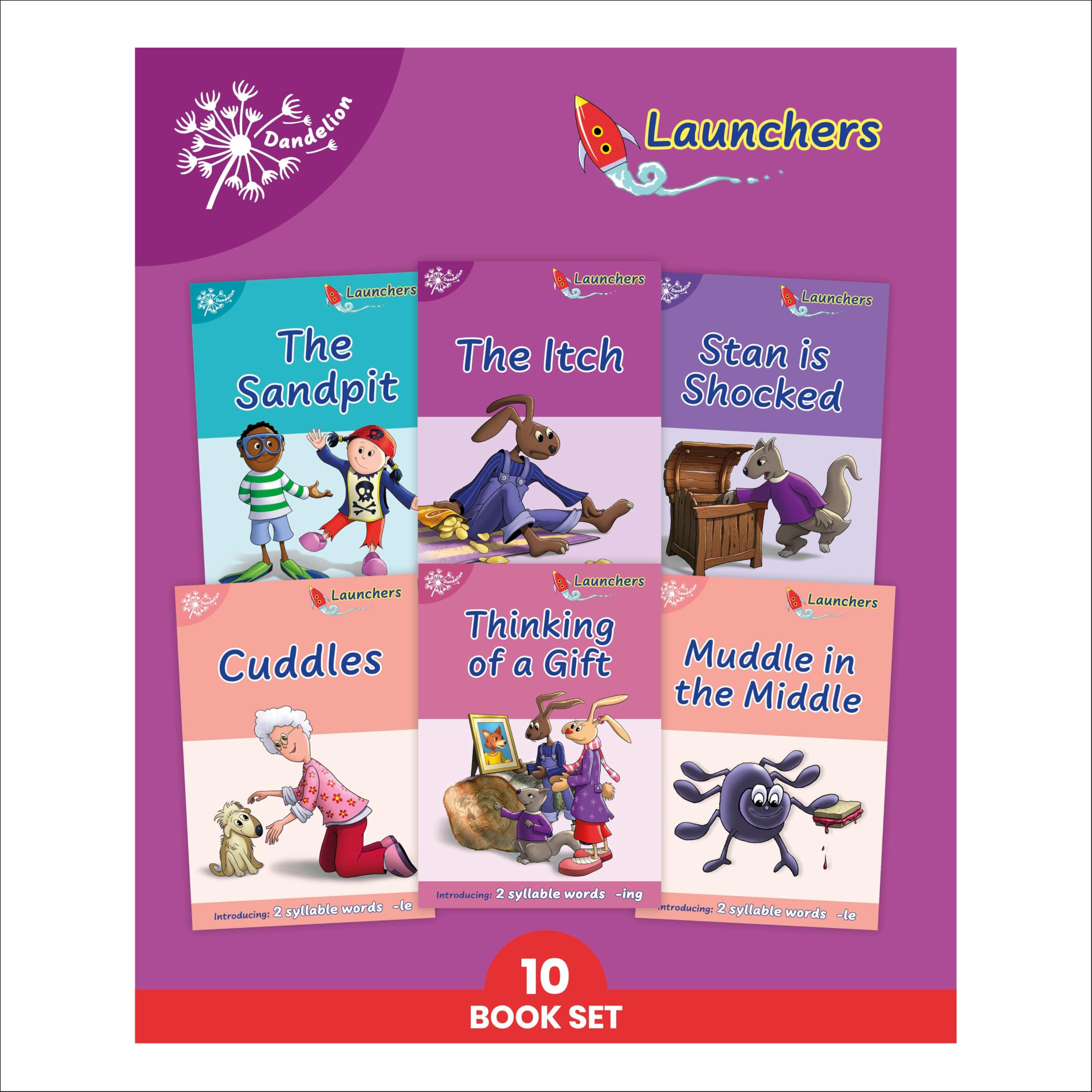 Phonic Books Dandelion Launchers Stages 16-20: Decodable Books for Beginner Readers 'tch' and 've', Two-Syllable Words, Suffixes -ed and -ing and Spelling (Phonic Books Beginner Decodable)
