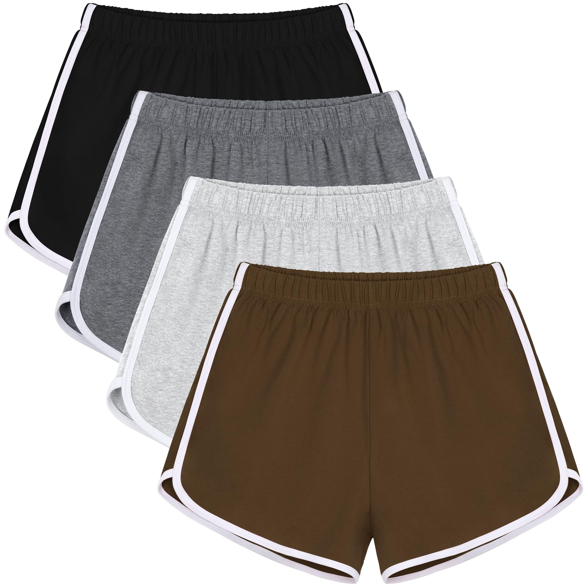 4 Pack Women's Cotton Dance Yoga Sports Short Summer Running Athletic Pant Waistband Loose Shorts for Women-image-44
