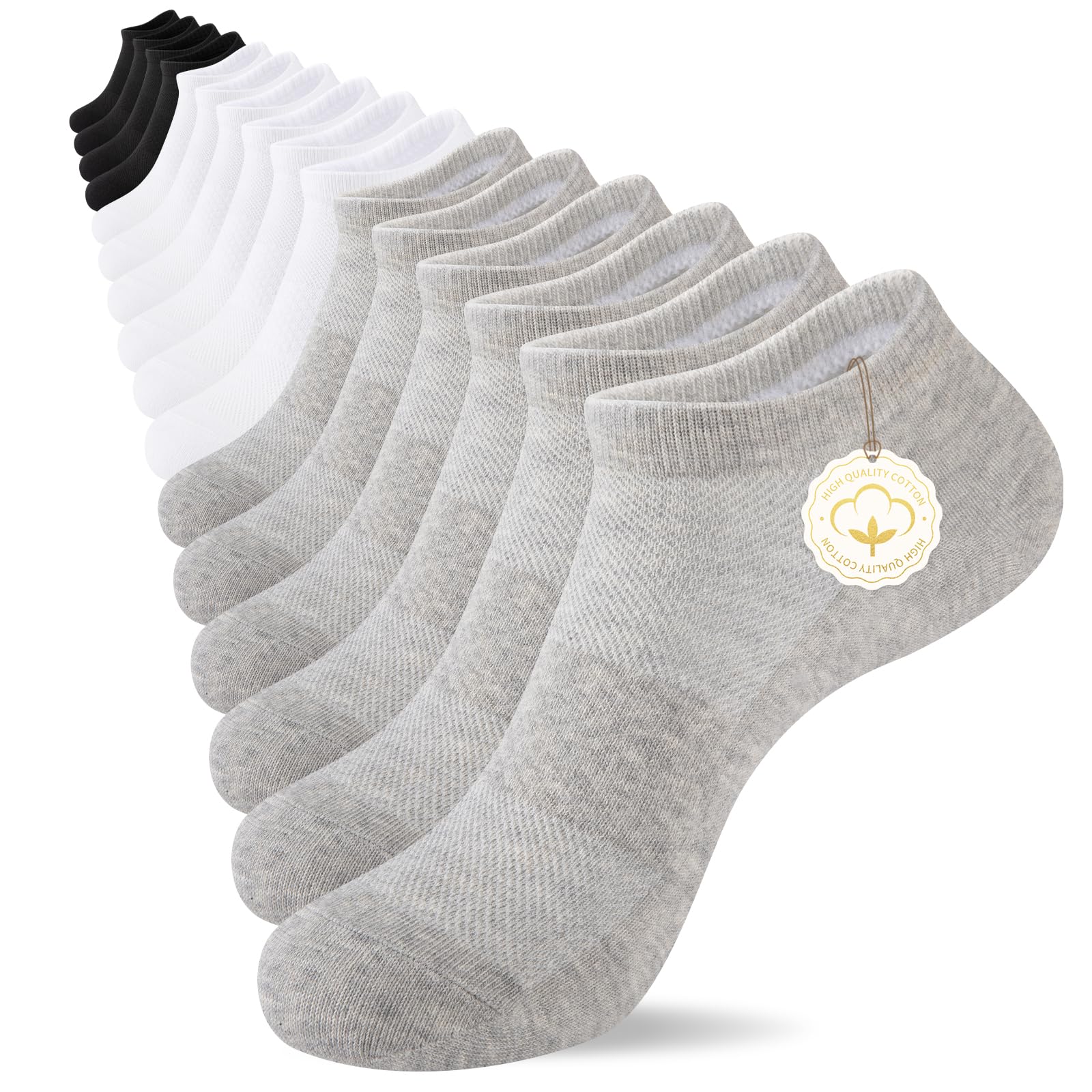 eallco 8 Pairs Womens Ankle Cotton Socks Low Cut Running Thin Short Breathable Sport Casual Socks