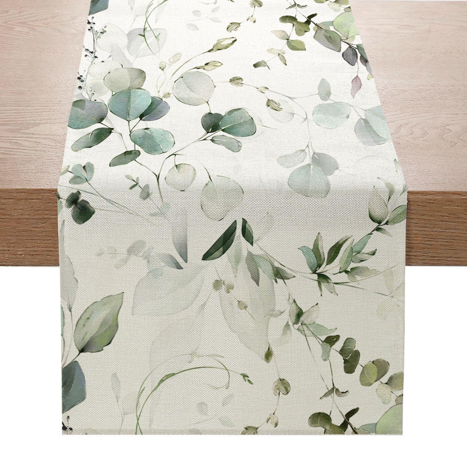 QFEHTHSK Camino De Mesa con Estampado De Plantas Verdes, Decoración De Mesa, Decoración del Hogar, Mantel De Lino, Accesorios De Mesa, 1 Unidad