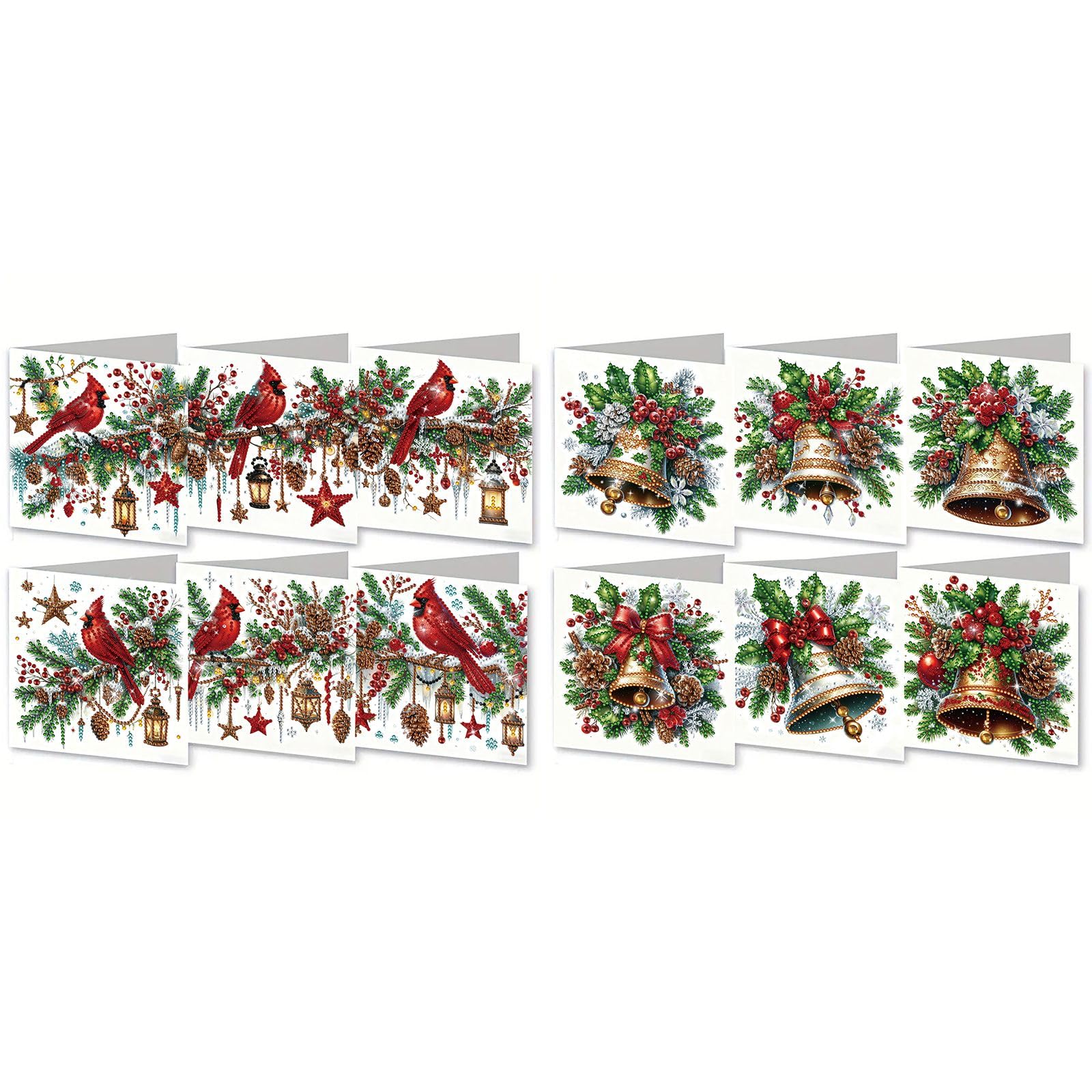 Lebartm 12Pcs Folding Christmas Greeting Card DIY Diamond Art Painting Creative Design Foldable Thank You Cards with White Envelopes Blessing Greeting Card Set for Festival Birthday-05 โ image 1