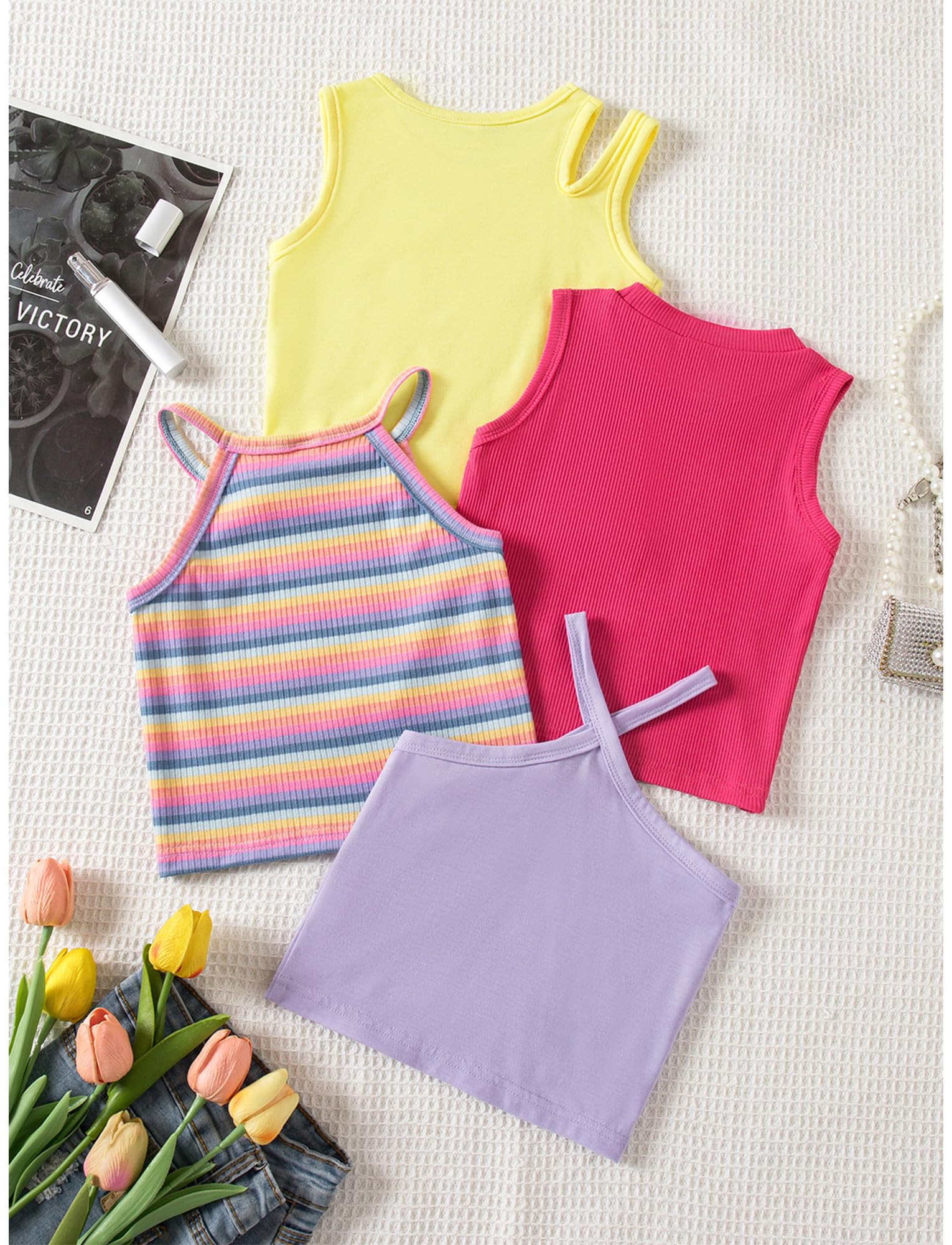 SEAUR Crop Tank Tops Mädchen Sommer Unterhemd Set Weiche Camisole Top Mädchen Unterhemden Atmungsaktive Bequem 4-7 Jahre