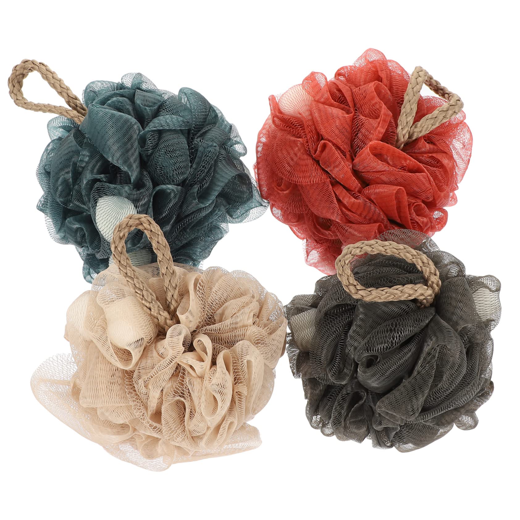PartyKindom 4Pcs Exfoliating Bath Loofah Balls Soft Wash Sponge Durable Cleaning Accessories for Relaxing Shower Experience Lightweight and Portable Bathing Tool Random Color