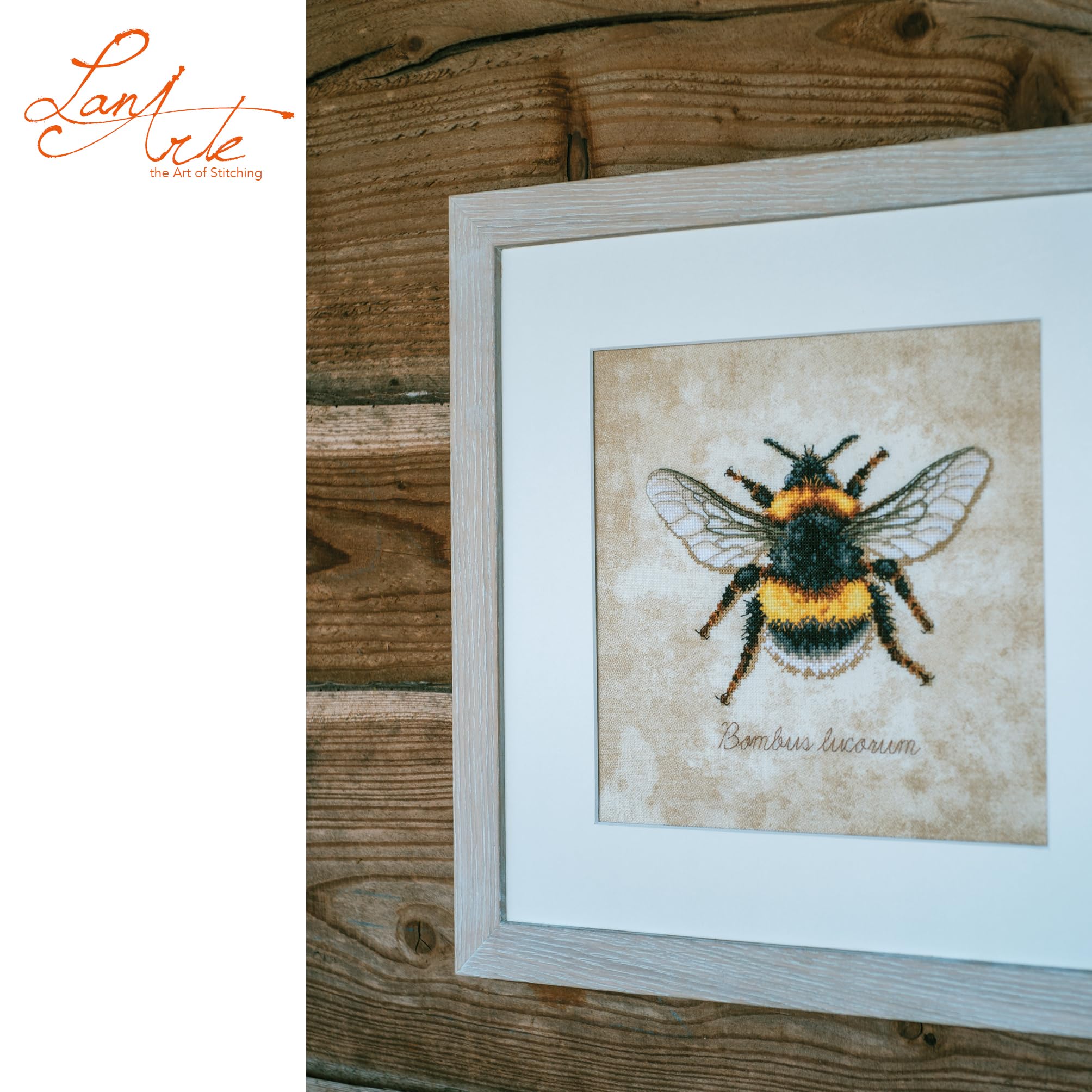 LANARTE Haft Krzyżykowy Liczony Zestaw Obraz do Haftu BOMBUS LUCORUM Zrób to Sam Zestaw Kreatywny dla Dorosłych Rękodzieło Artystyczne 21 x 21 cm Dekoracja Ścienna DIY Cross Stitch Kit