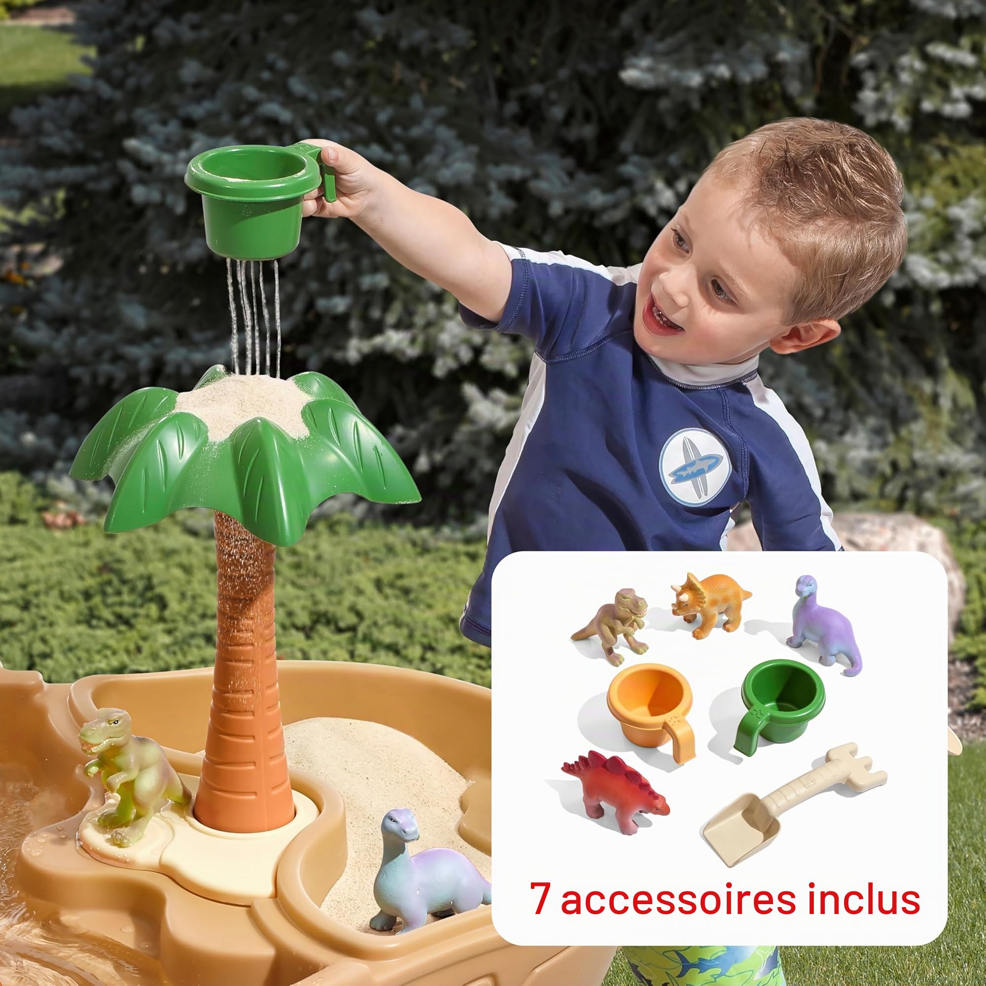 Step2 Dino Dig Table De Jeu Sable Et Eau | avec Kit D’Accessoires De 7 Pièces | Table Activité Enfant À Eau pour Le Jardin