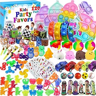 120 Pcs Party Favors for Kids, Treasure Box Toys for Classroom, Goodie Bag Stuffers, Pinata Filler, Treasure Cheast for Kids Prizes, Carnival Prizes Box Toys, Return Gifts for Kids Birthday 4-8-12