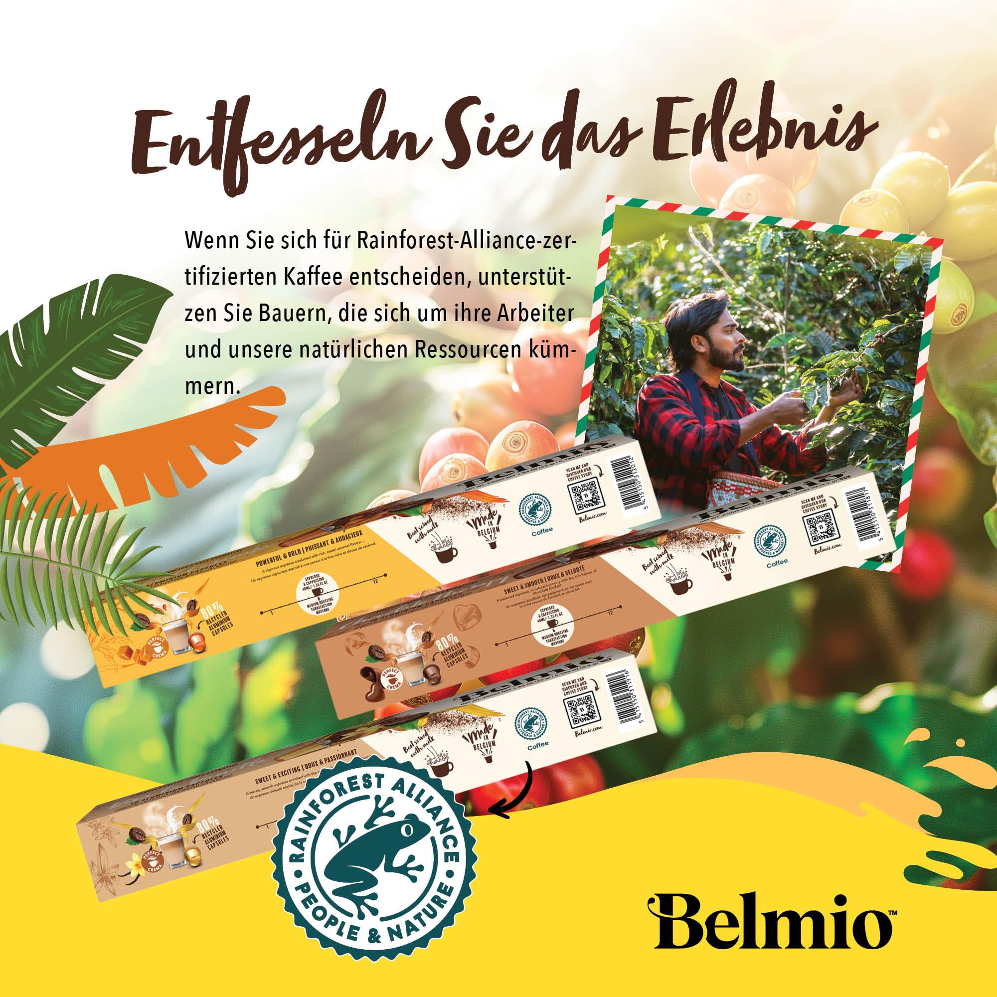 Belmio Kaffeekapseln Nespresso Kompatibel, Alle Sorten Pack, Mittelstark Geröstete Kaffeekapseln, Intensität 6 und 7, authentische belgische Qualität, 8 Geschmacksvarianten, 100 Kapseln