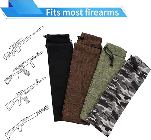 Miniatura 5 de Rcrirth 4pcs Gun Socks For Rifles And Shotguns  Knit Gun Sock 52 X 4.2 Inches - Elastic Design Rifle Sock Gun Sleeve with Drawstring Closure For