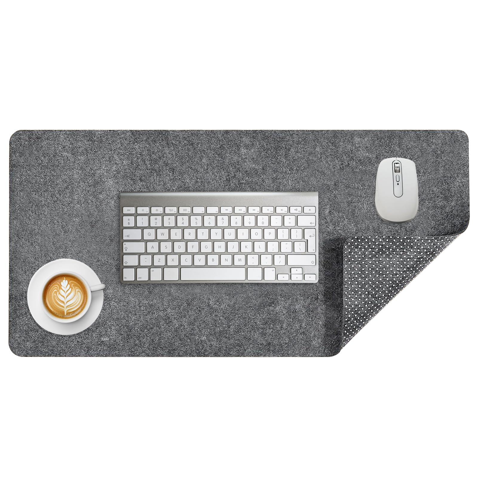Large Desk Pad 90 x 40 cm, Felt Desk Mat Non-Slip Desk Mat Large Desktop Mats Grey Computer Pad for Home Office and Workplace