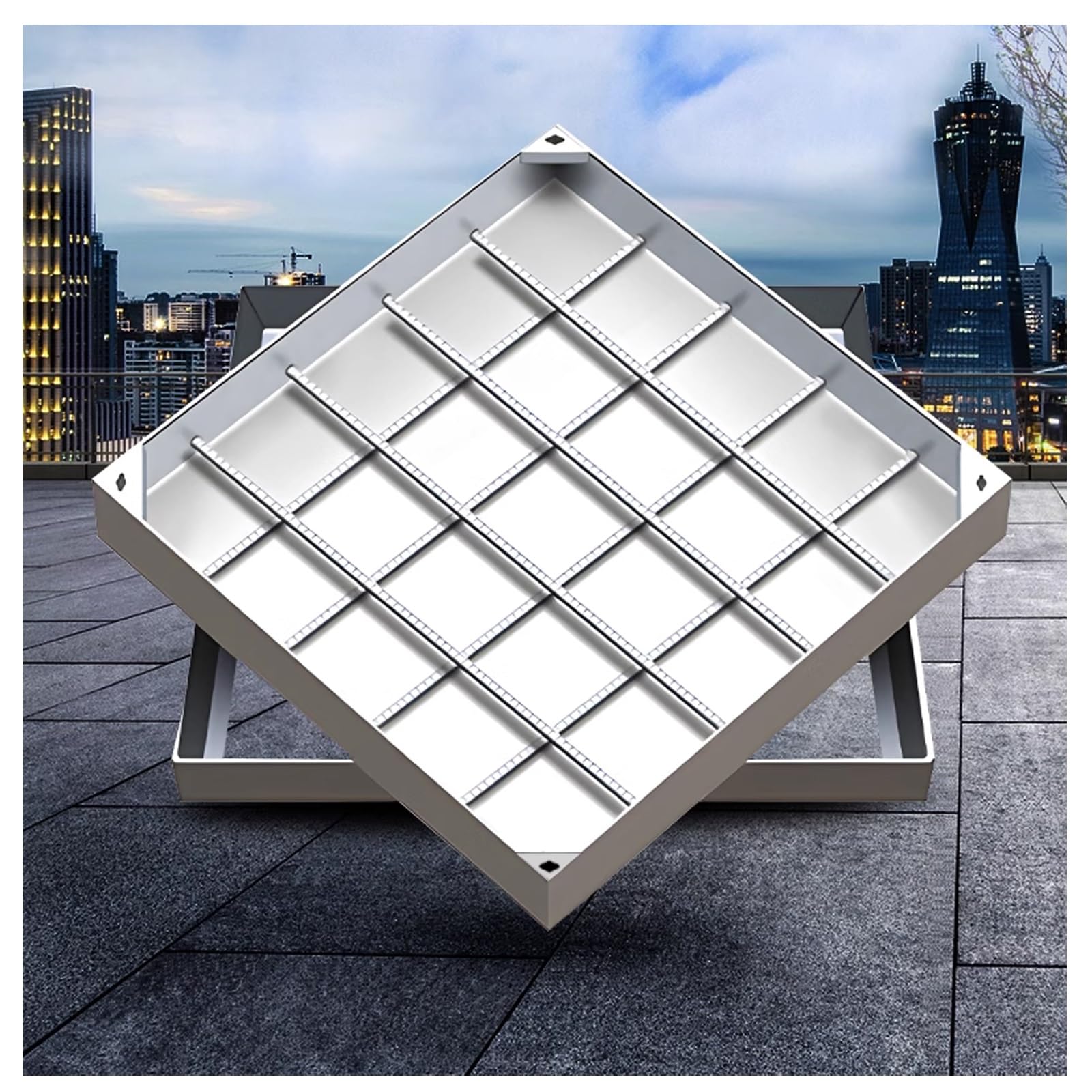 FCXWEVR 304 Stainless Steel Manhole Cover & Cover Embedded Metal Inspect Lid for Outdoor/Indoor Use 90x90cm (35.4"x35.4") RustResistant