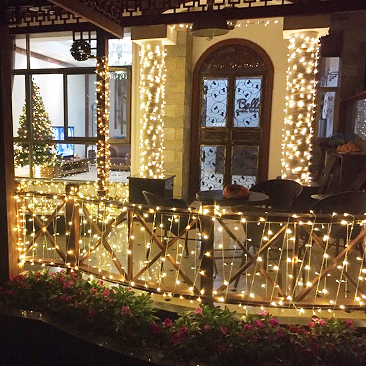 Aufun LED Guirnalda de Luces exterior, 100m, 1000 LED cadena de luz exterior luces de Navidad a prueba de agua IP44 con 8 modos de luz - para boda, fiesta, jardín (Blanco cálido)