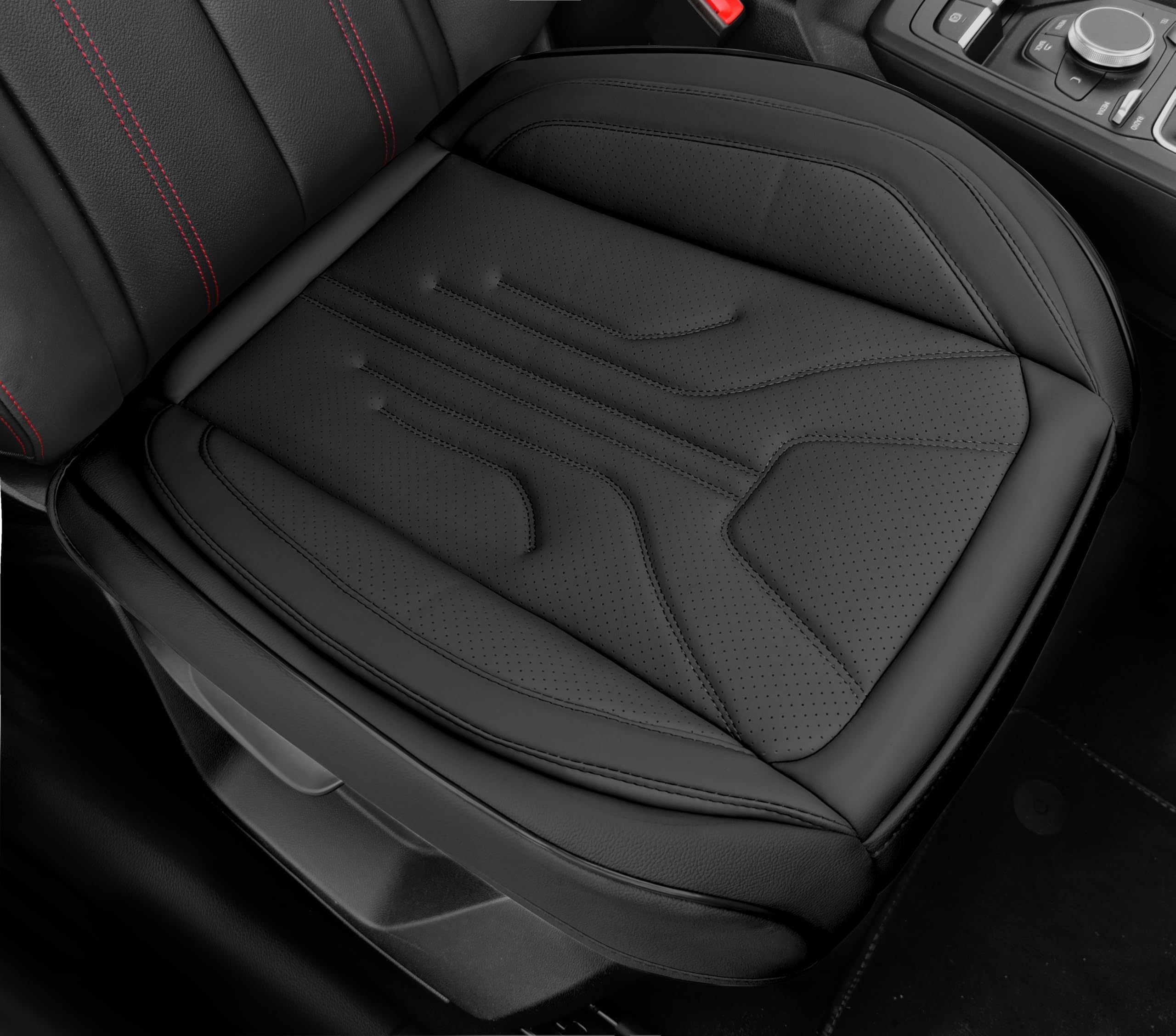 Car Seat Covers Front Seat Bottom Covers,Anti-Slip and Wrap Around Automotive Seat Covers,Universal Luxary Leather Car Seat Cover Fit for 95% Vehicles (Bottom-Black, 2PCS)
