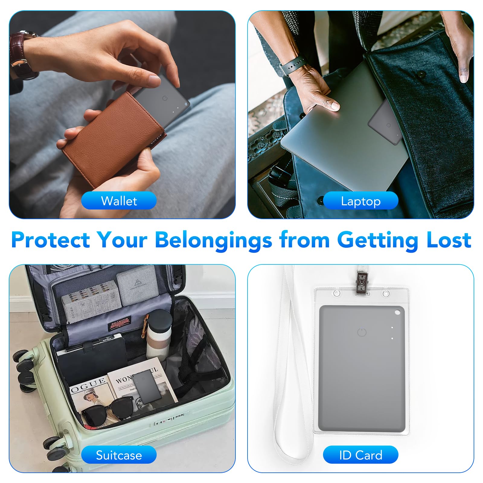 CASCHO Wallet Tracker Karte 2er Pack Ultradünn, Air Smart Tag Geldbörsenfinder Card Kompatibel mit Apple Wo ist? App (nur iOS), Wasserdicht Item Finder für Koffer/Geldbörsen/Schlüssel, Schwarz
