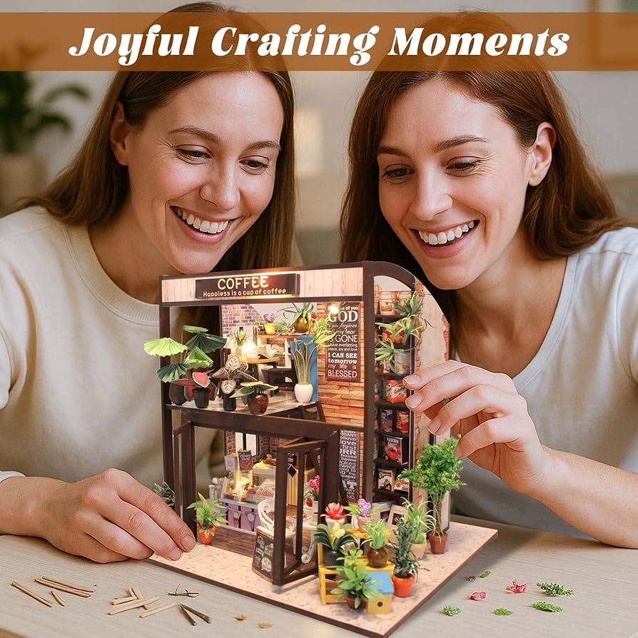 193 ミニチュアカフェ リーフ ドールハウス Amazon.com: Rolife Coffee Shop Miniature Dollhouse Kit with