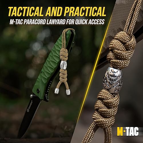 Miniatura 9 de M-Tac - Cordones para cuchillos con cuentas, cordón de paracaídas, cordón táctico para cuchillo, Zeus (oliva)