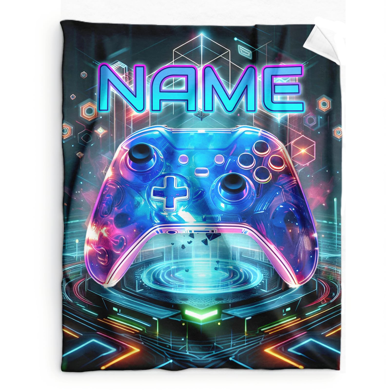 Custom Name Gamer Gifts - 50x40 Inches Small Gaming Blanket for Kids, Teens - Cool Flannel Throws Gift for All Seasons - Personalized Soft Cozy Warm