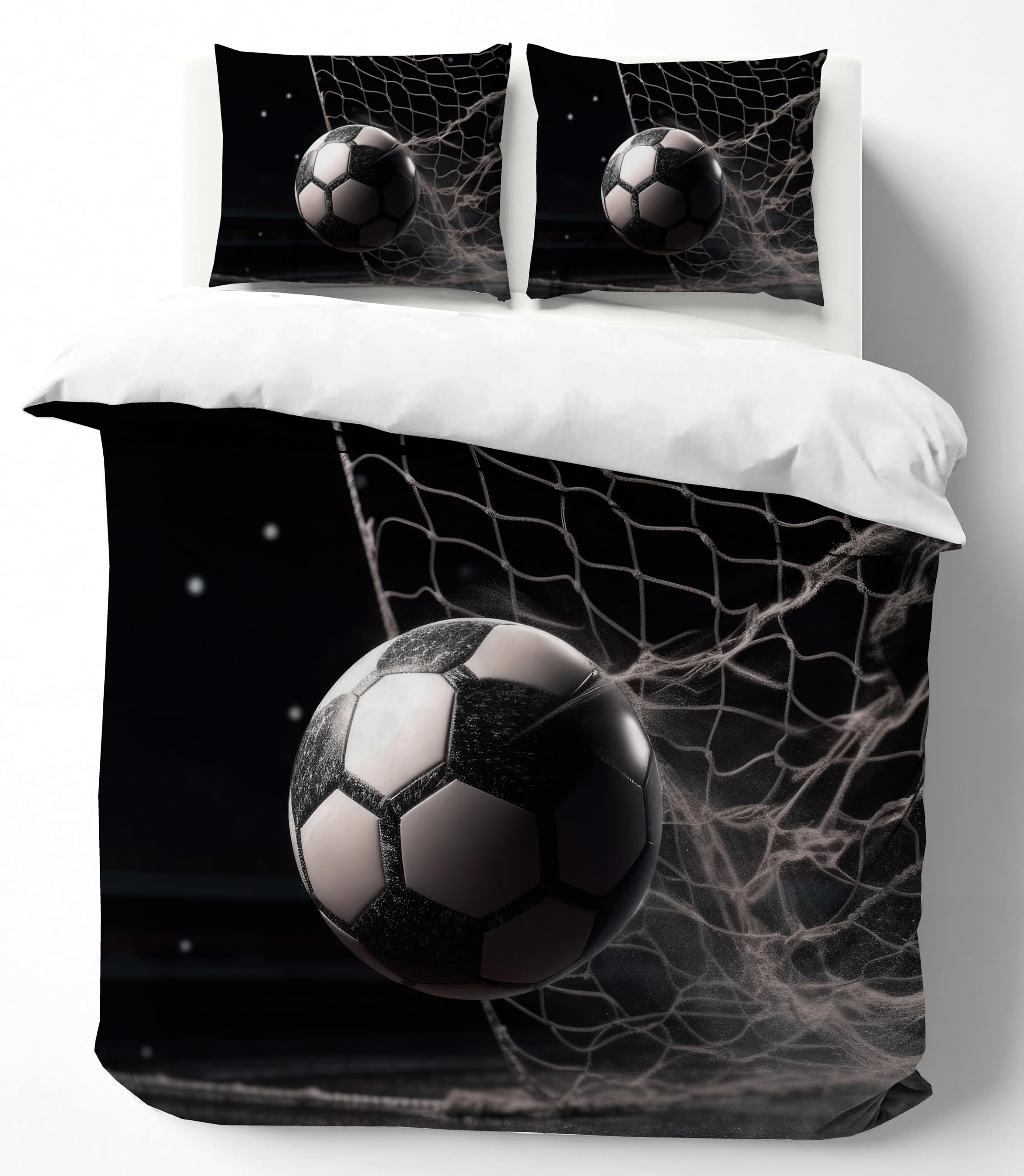 Adam Home 3D Digital Printed Football Duvet Cover Set With Pillowcases Home Bedroom Décor Microfiber Single Bedding Set Made in UK |Football in Dark