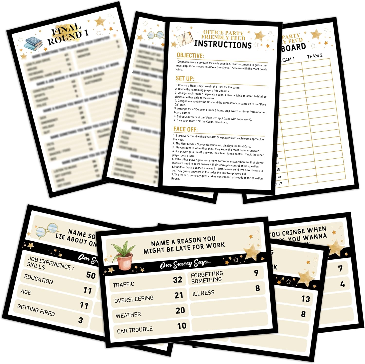 Office Friendly Feud Game, Fun Work Game Card for Adults Coworkers, Friendly Feud Quiz for Team Building Work Parties, Feud Trivia Games Office Party Favor Supplies, 08