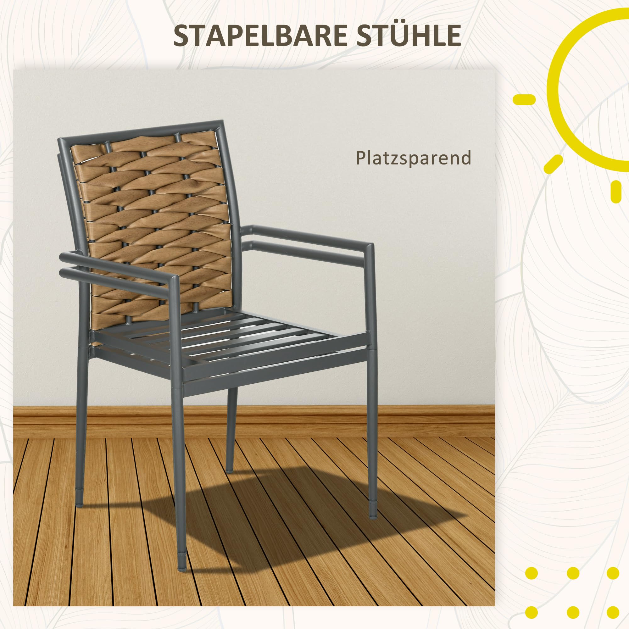 Outsunny zestaw 2 rattanowych krzeseł 57x58x87 cm brąz+czarny+szary